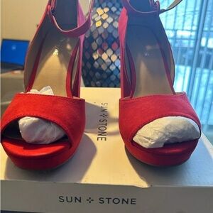 Sun + Stone Red Women's Heels